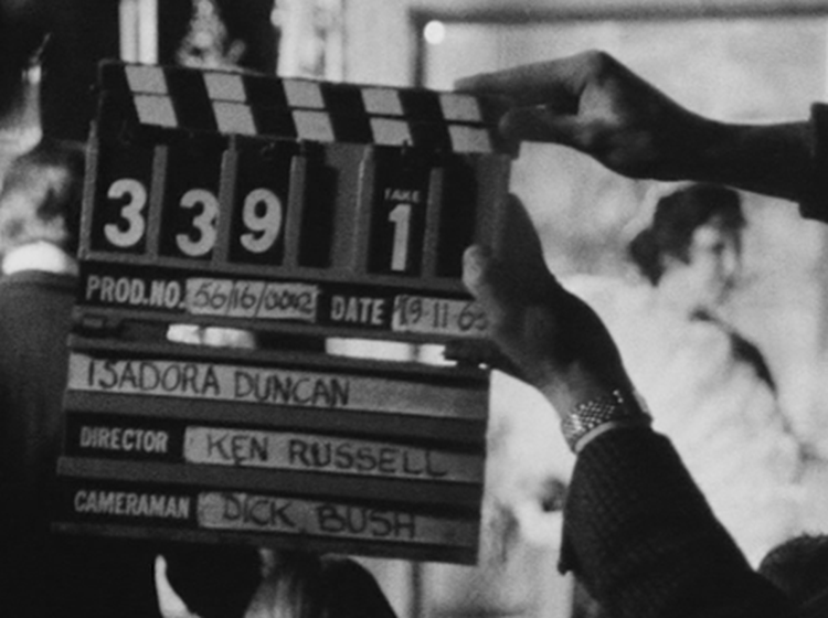 clapperboard for Ken Russell's Isadora